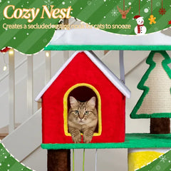 Free Shipping 56” Cat Tree Tower with Condo & Scratching Posts
