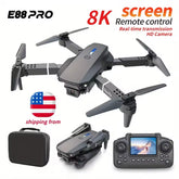 E88 Pro Mini Drone With Screen Control 4K Dual Camera Optical Flow Positioning LED Lighting Remote Control