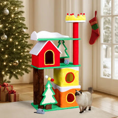 Free Shipping 56” Cat Tree Tower with Condo & Scratching Posts